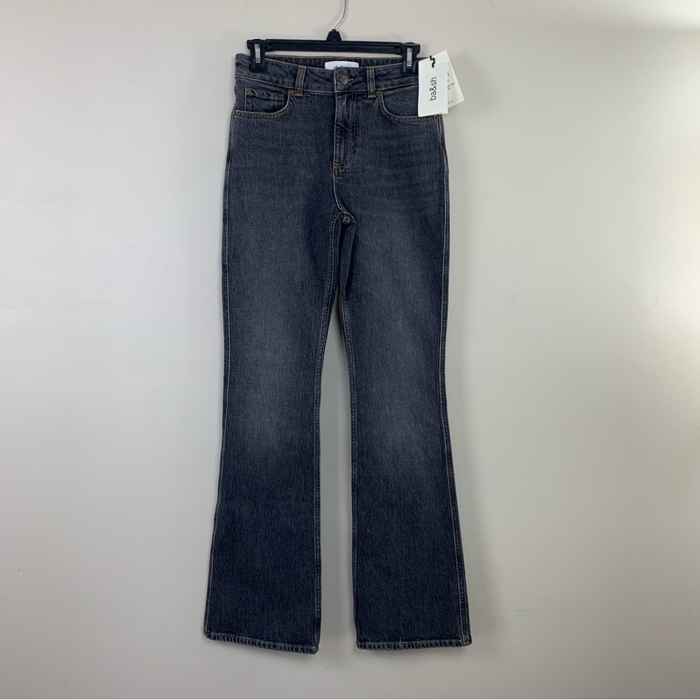 Ba&sh Pantalon Coco women’s midrise bootcut jeans, black stone color-Size 36